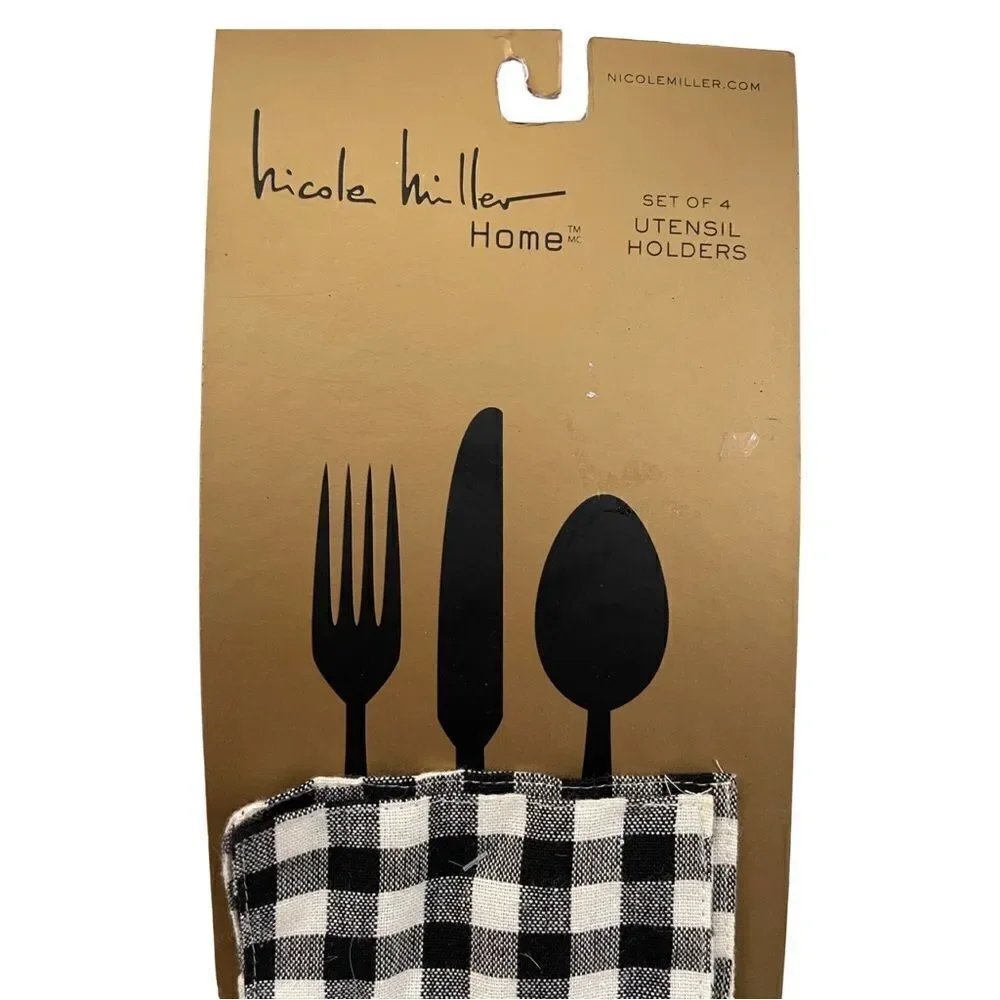 Nicole Miller Pumpkin Gourd Crewel Embroidered Utensil Holders Set of 4 NWT